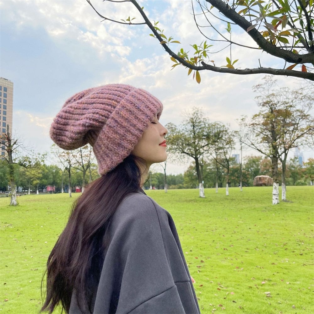 Buddhatrends Pink / One Size Oversized Wool Knitted Hats