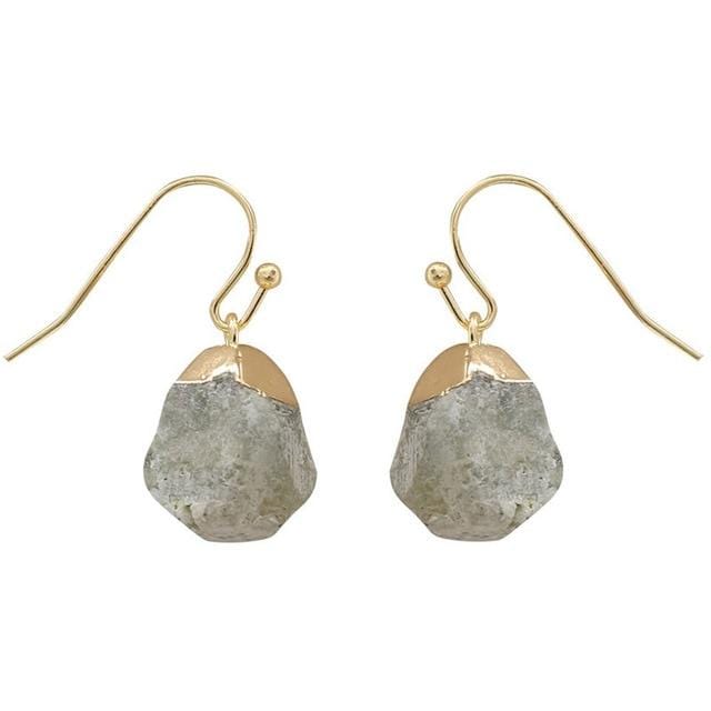 Buddhatrends Prehnite Healing Quartz Nuggets Dangle Earrings