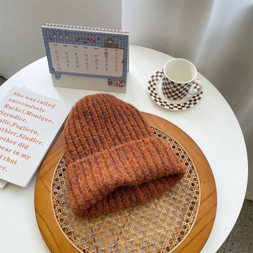 Buddhatrends Pumpkin / One Size Oversized Wool Knitted Hats