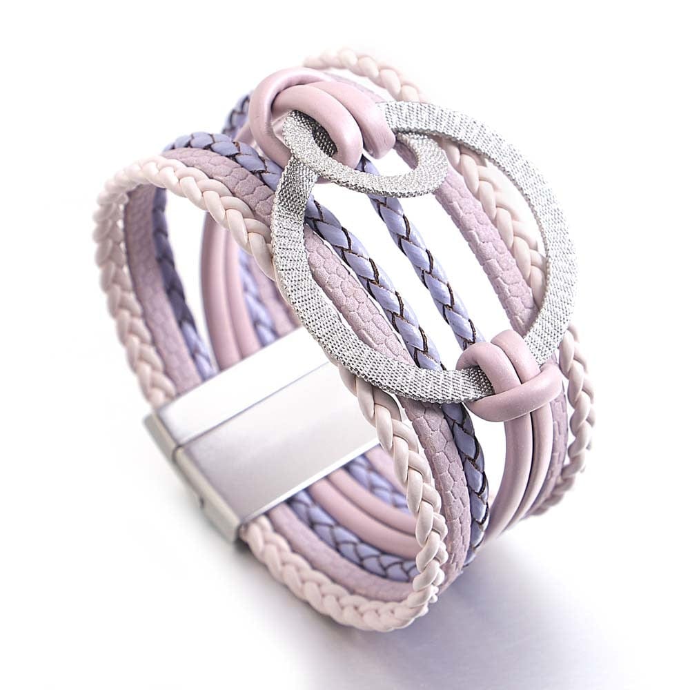 Buddhatrends Purple Double Circle Charm Magnet Buckle Bracelet