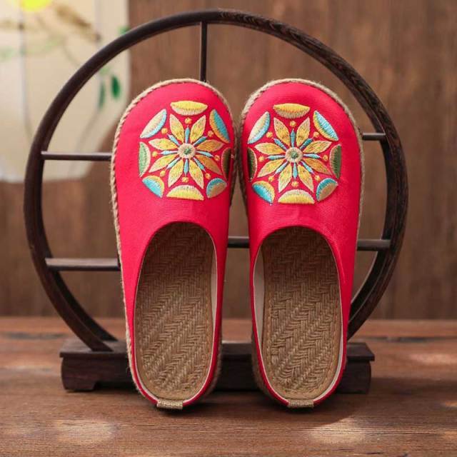 Buddhatrends Red / 11 Fleur De Vie Hemp & Cotton Shoes