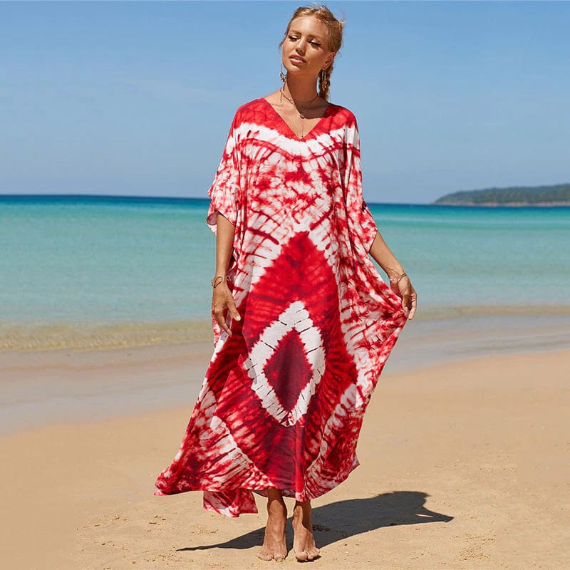Buddhatrends Red / One Size Sunset Tie Dye Maxi Dress