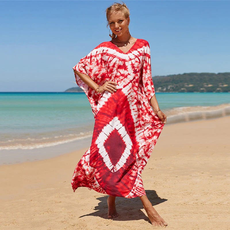 Buddhatrends Red / One Size Sunset Tie Dye Maxi Dress