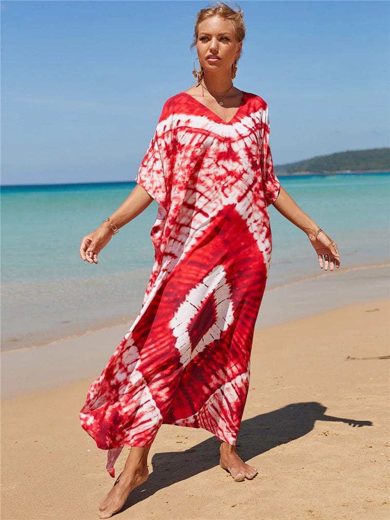 Buddhatrends Red / One Size Sunset Tie Dye Maxi Dress