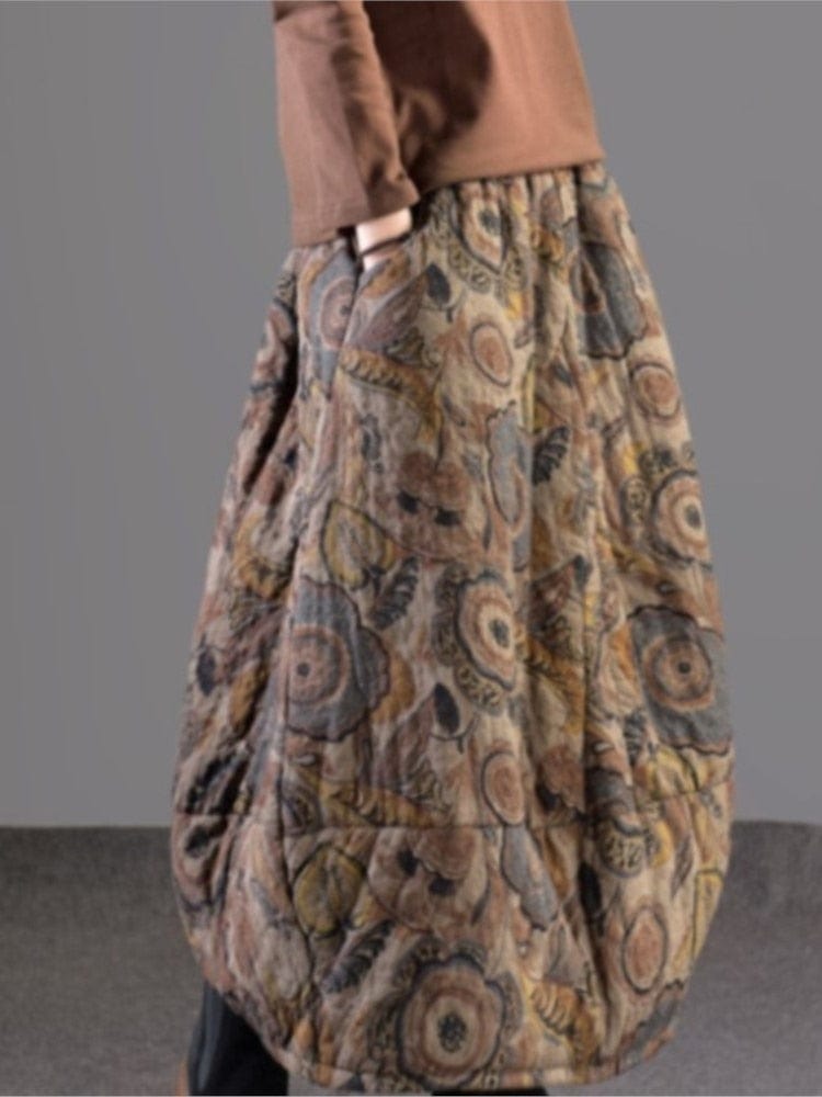 Buddhatrends Retro Thicker Elastic Waist Skirt