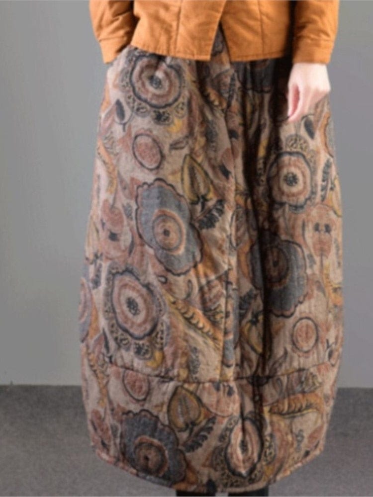 Buddhatrends Retro Thicker Elastic Waist Skirt