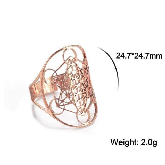 Buddhatrends Ring Adjustable / Rose Gold Color Amber Stainless Steel Rings