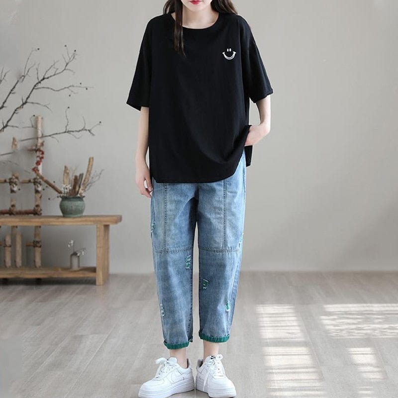 Buddhatrends Ripped Harem High Waist Denim Pant