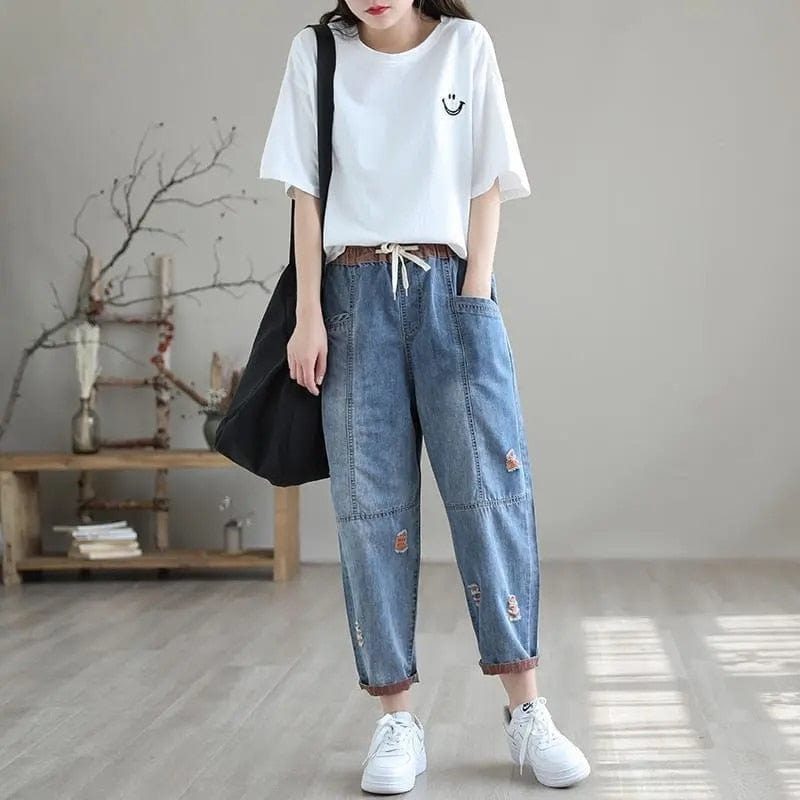 Buddhatrends Ripped Harem High Waist Denim Pant