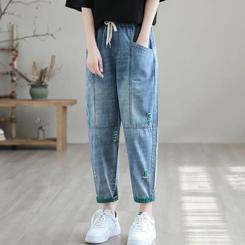 Buddhatrends Ripped Harem High Waist Denim Pant