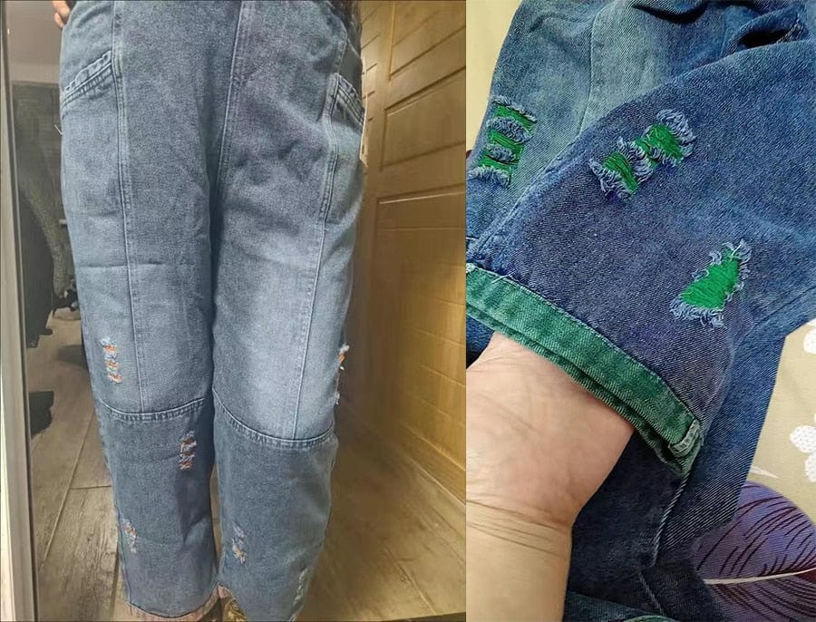 Buddhatrends Ripped Harem High Waist Denim Pant