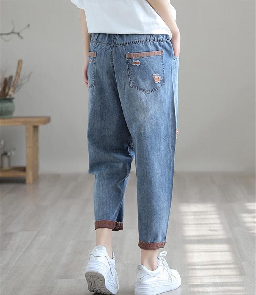 Buddhatrends Ripped Harem High Waist Denim Pant