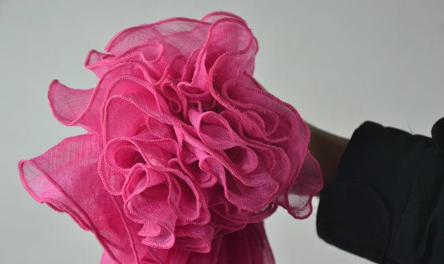 Buddhatrends Rose Red / 85CM Length Boho Ruffled Chiffon Skirt