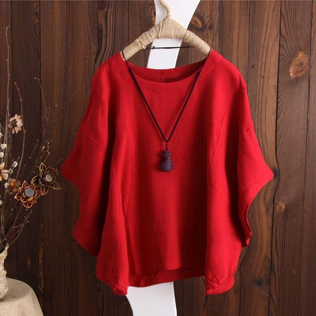 Buddhatrends S / Red Elena Batwing Sleeve T-Shirt