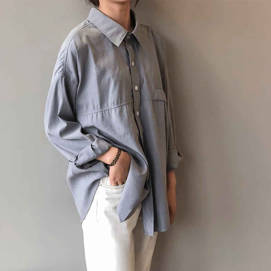 Buddhatrends shirt Blue / L Penelope Oversized Vintage Shirt