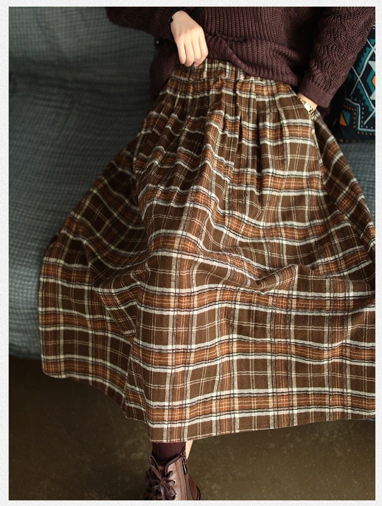 Buddhatrends Skirts Casey Elastic Waist Plaid Skirt