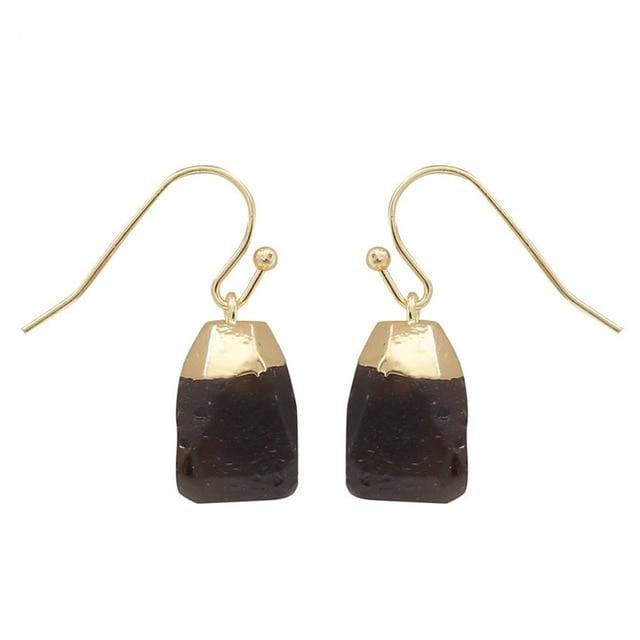 Buddhatrends Smokey Quartz Healing Quartz Nuggets Dangle Earrings