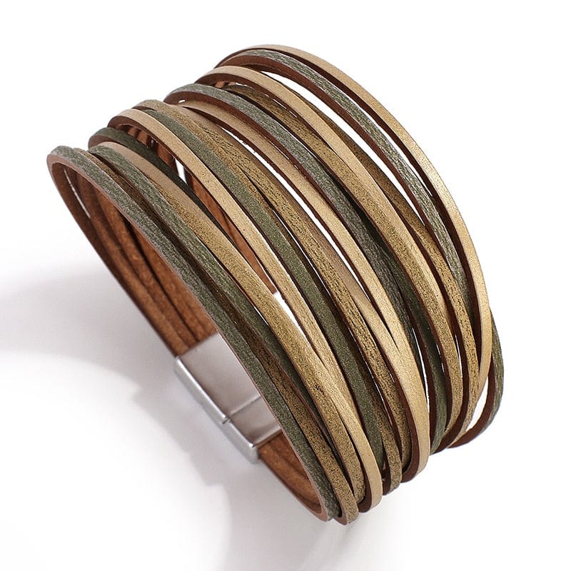 Buddhatrends style 3 Boho Multilayer Mint Leather Bracelet