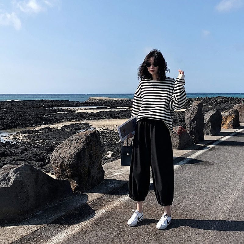 Buddhatrends sweater Kawaii Thin Striped Sweatshirt