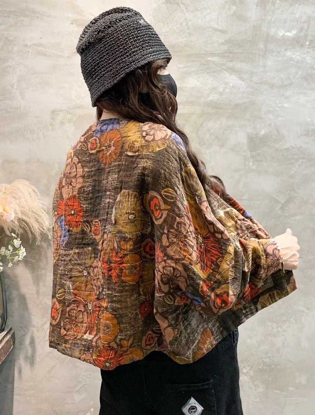 Buddhatrends Sweet Floral Print Loose Coat