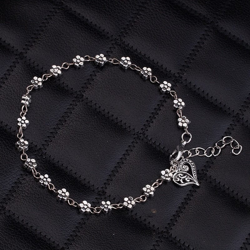 Buddhatrends Tibetan Silver Heart-Shaped Anklet