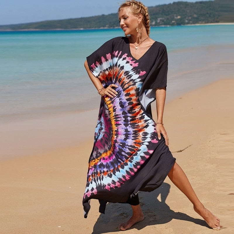 Buddhatrends Tie Dye Rayon Plus Size Dress