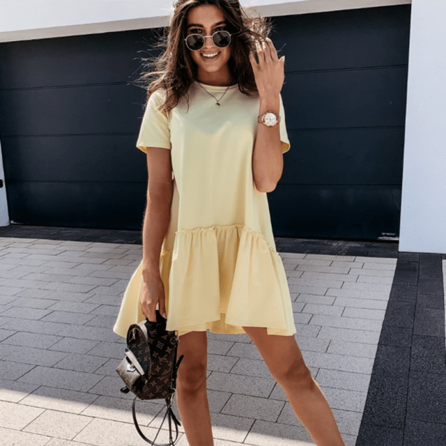 Buddhatrends Tops Yellow / M Henna Ruffled Beach Dress