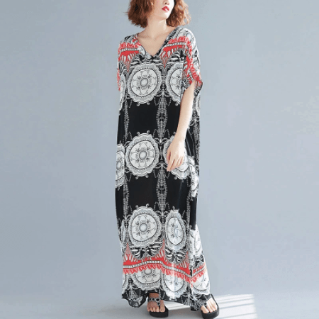 Buddhatrends Tribal Mandala Kaftan Dress