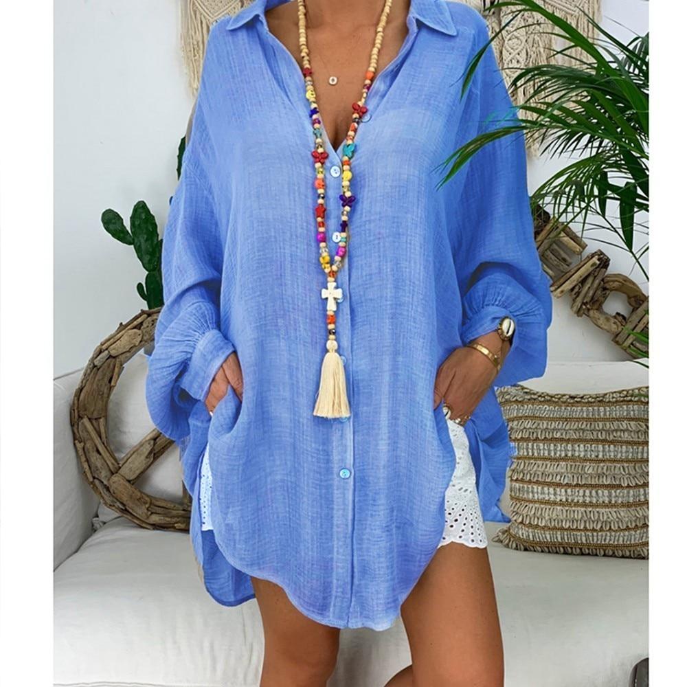Buddhatrends Vibrant Blue / S Peace Plus Size Oversized Shirt