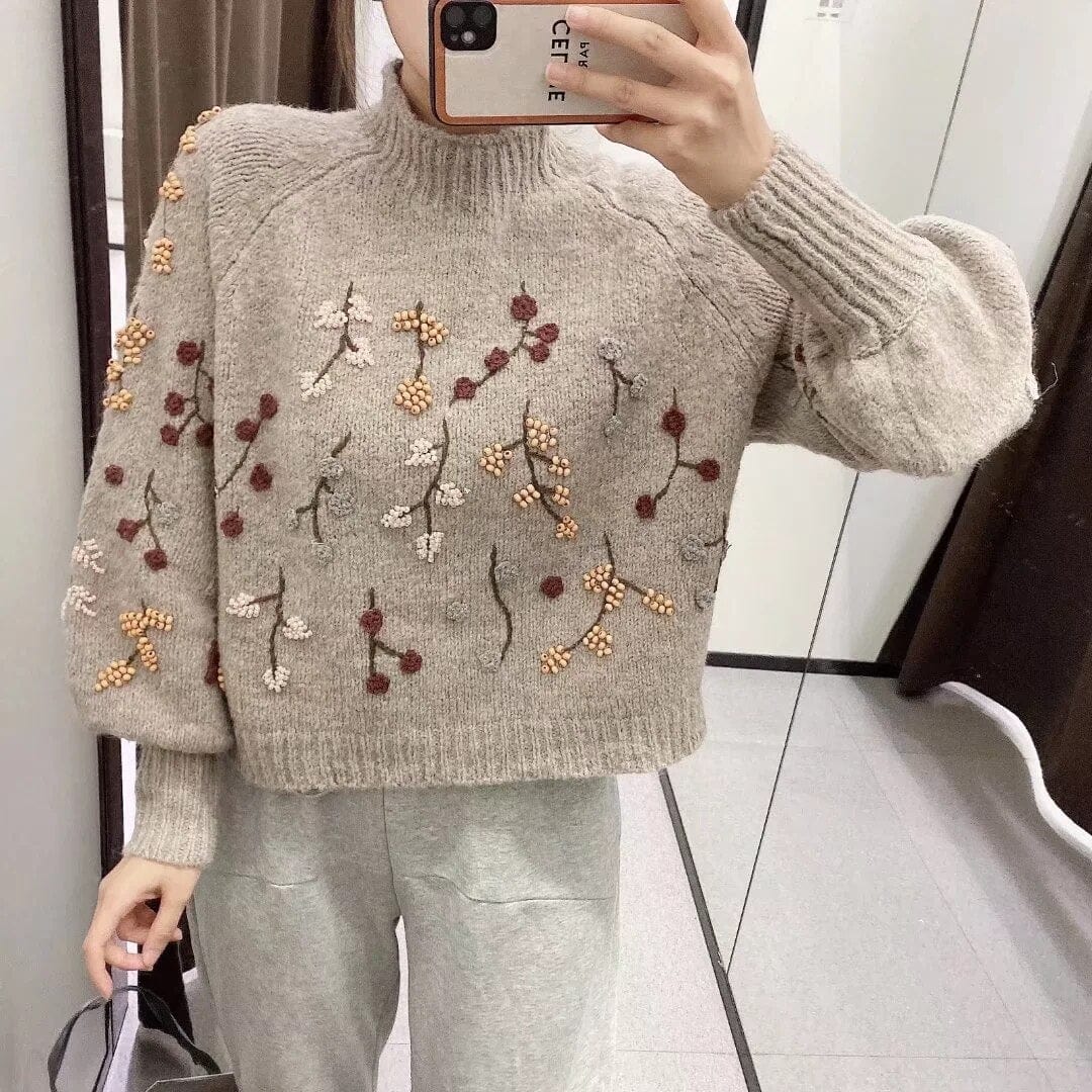 Buddhatrends Vintage Beading Knitted Sweater