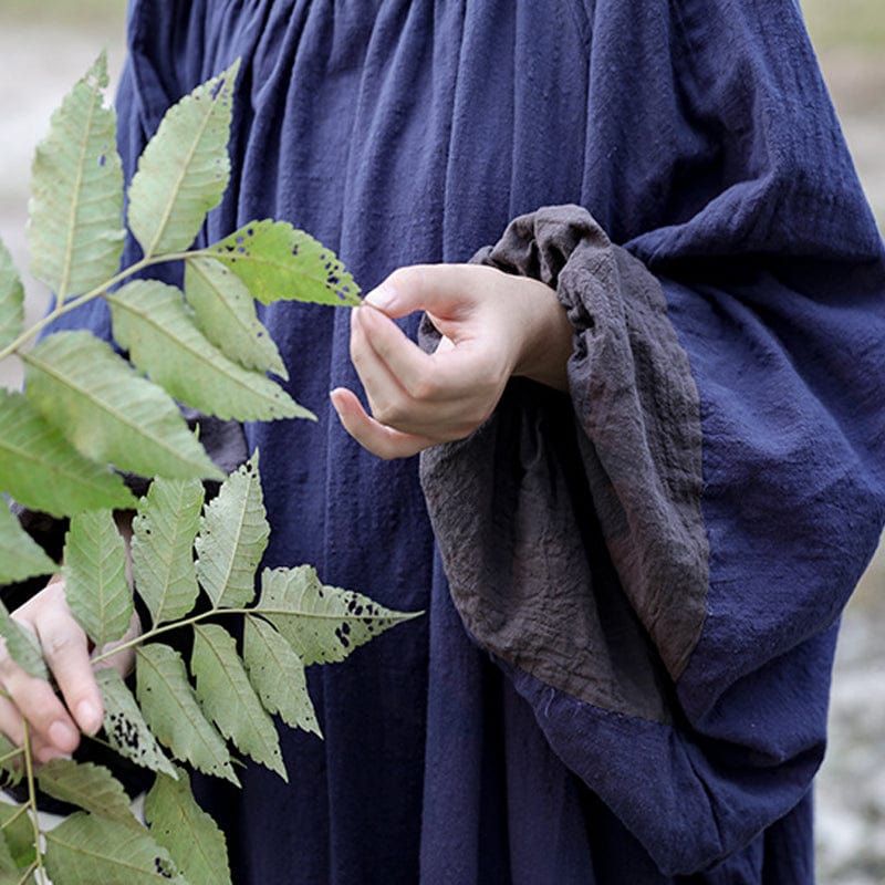 Buddhatrends Vintage Patchwork Cotton Linen Dresses | Lotus