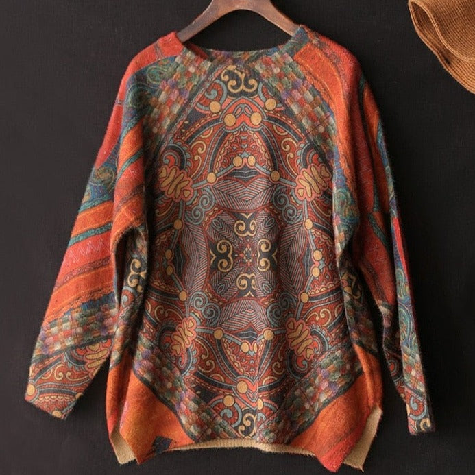Buddhatrends Vintage Print Mink Cashmere Sweater