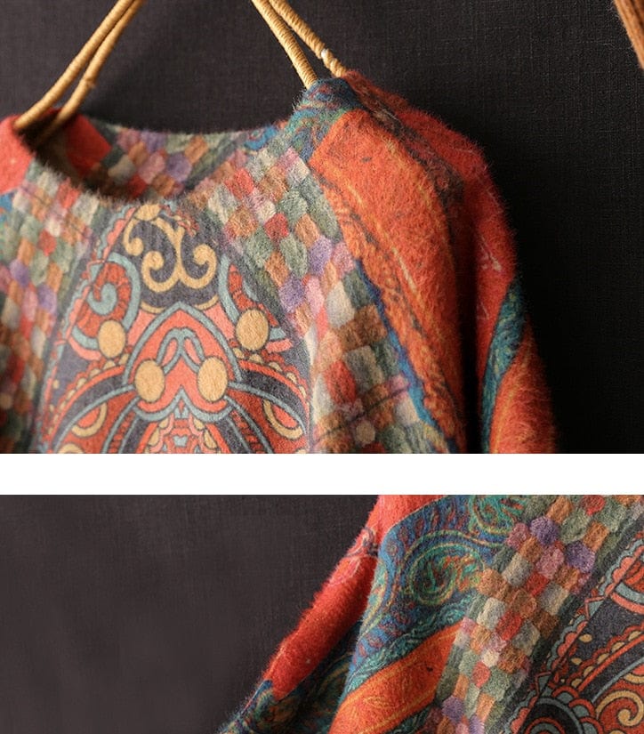 Buddhatrends Vintage Print Mink Cashmere Sweater