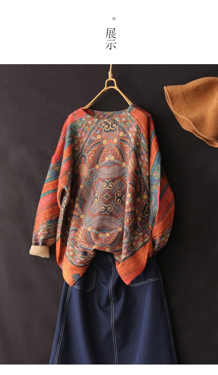 Buddhatrends Vintage Print Mink Cashmere Sweater