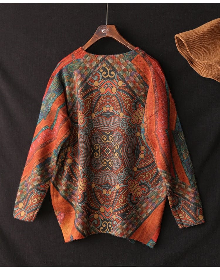 Buddhatrends Vintage Print Mink Cashmere Sweater