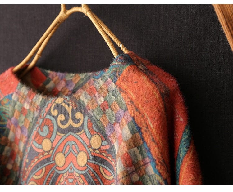 Buddhatrends Vintage Print Mink Cashmere Sweater