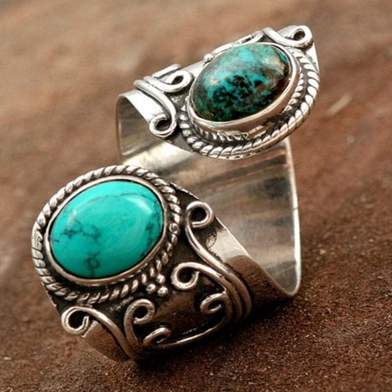 Buddhatrends Vintage Silver Natural Stone Ring