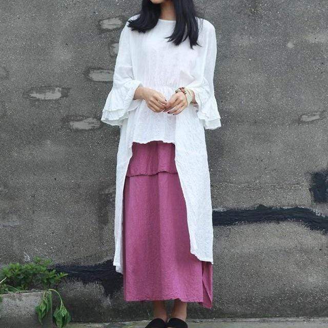 Buddhatrends White / One Size Arthemis Asymmetrical Cotton Linen Shirt