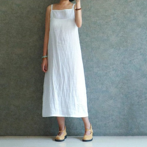 Buddhatrends White / S White Spaghetti Strap Dress