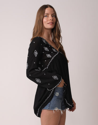 Elegant Diamond Print Blouse for Women