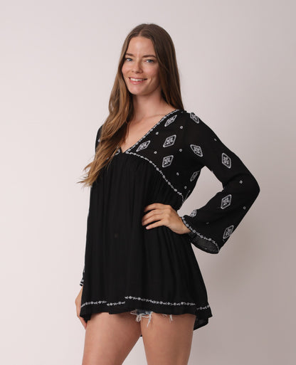 Elegant Diamond Print Blouse for Women
