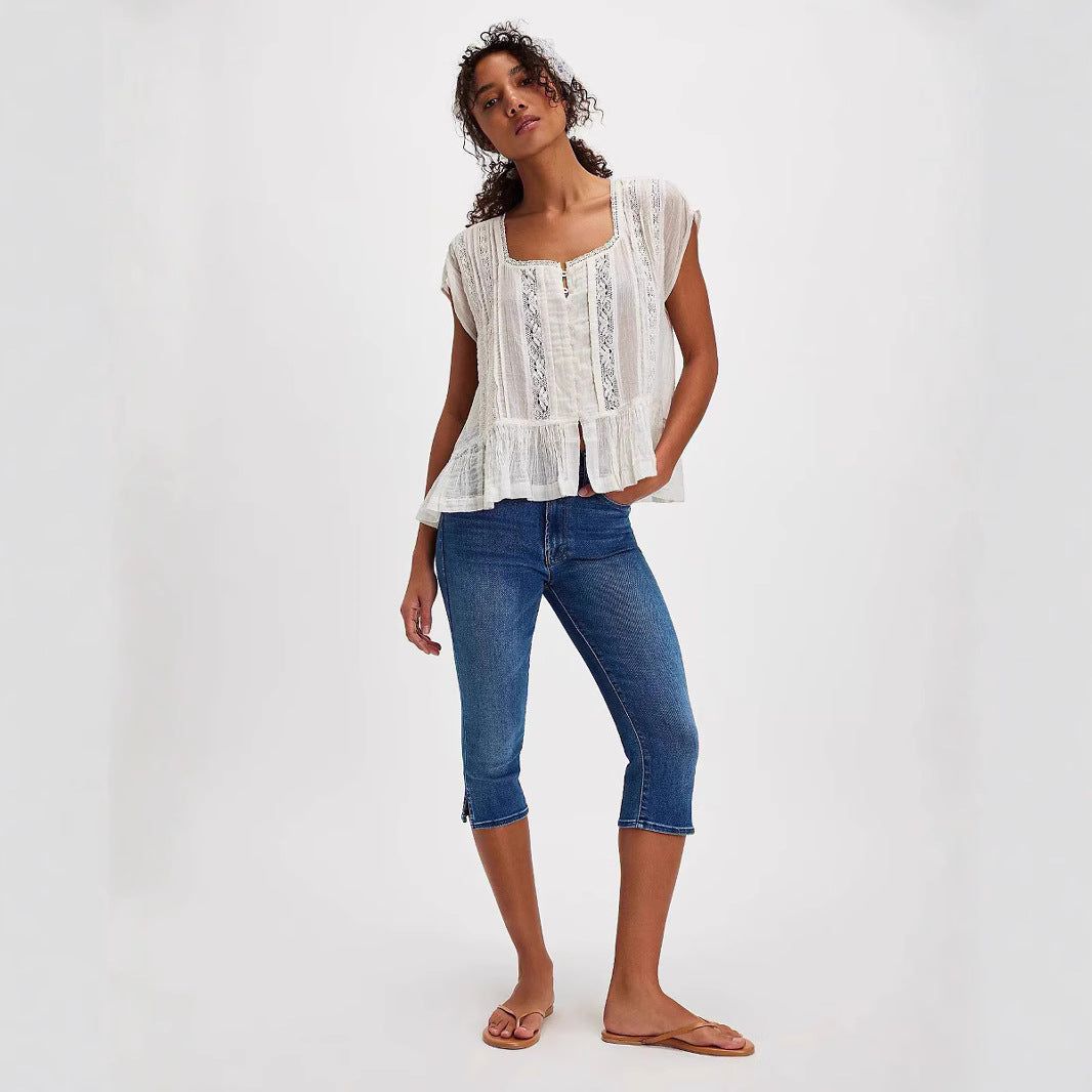 Sage Embroidered Cotton Top