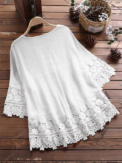 Floral Echo Embroidered V-Neck Top
