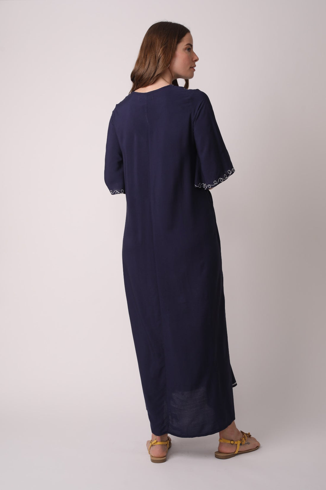 Boho Chic Floral Embroidered Kaftan Dress