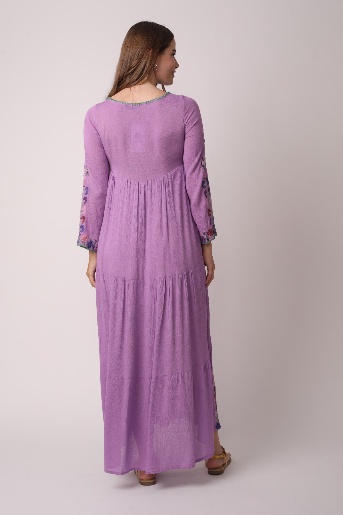 Boho Inspired Floral Embroidered Maxi Dress