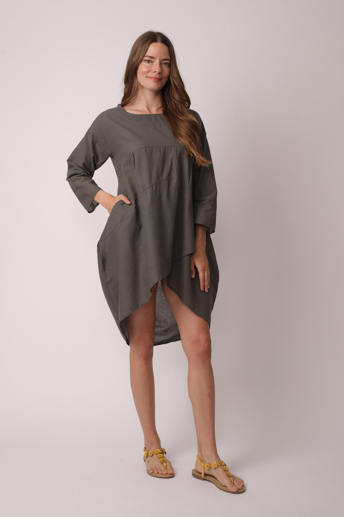 Plus Size Crew Neck Asymmetric Split Tunic