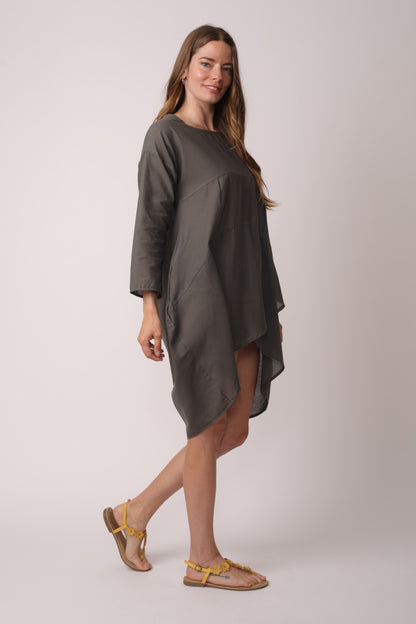 Plus Size Crew Neck Asymmetric Split Tunic