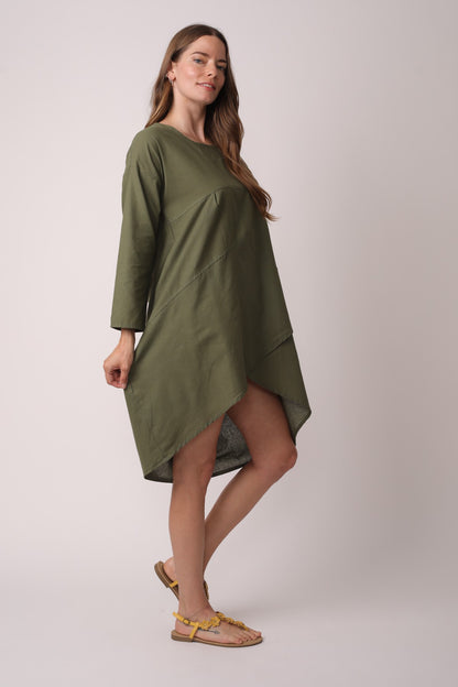 Plus Size Crew Neck Asymmetric Split Tunic