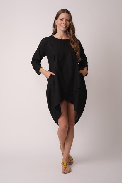 Plus Size Crew Neck Asymmetric Split Tunic