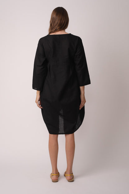 Plus Size Crew Neck Asymmetric Split Tunic